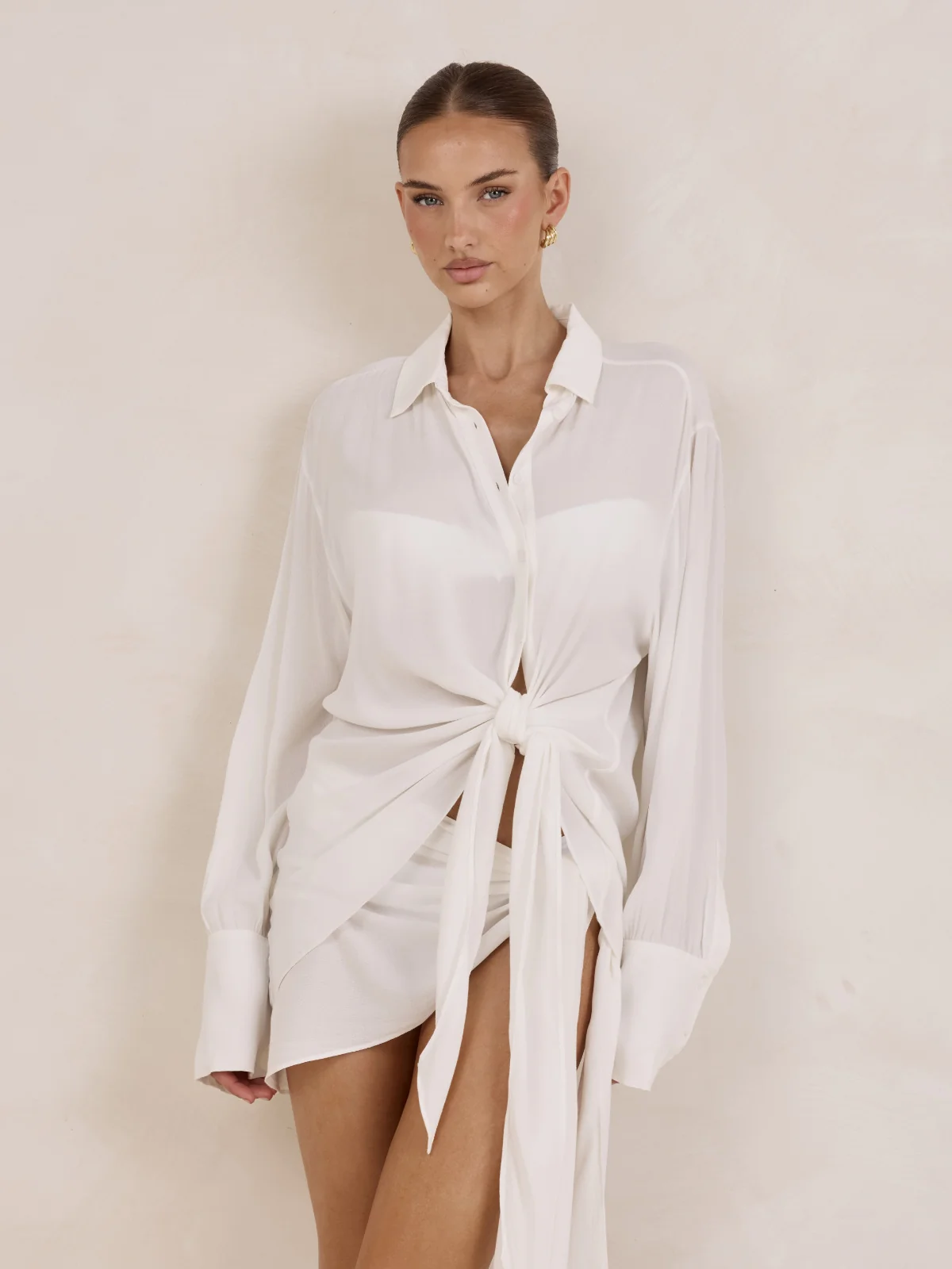 Elira Shirt Coverup - White - Image 2
