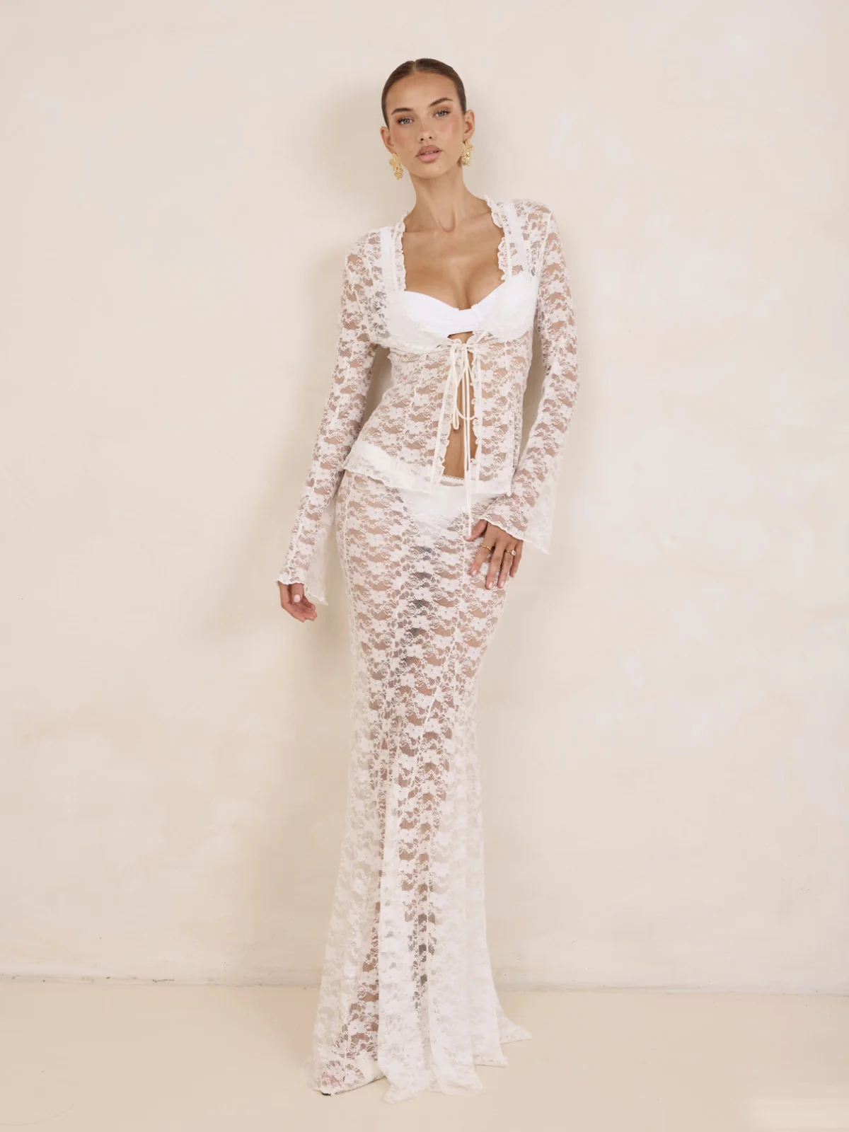 Melora Lace Maxi Skirt - White - Image 6
